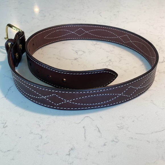 Leather Belt Brown & Stylish with Gold Buckle - Picture 3 of 5